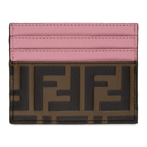 fendi ff card holder pink and brown|Fendi bifold card holder.